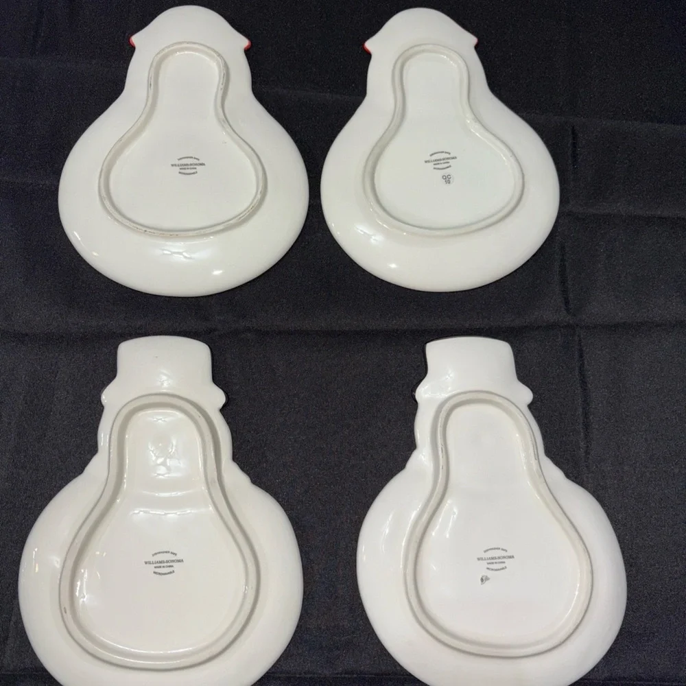 4-Williams Sonoma Snowman Plates Set - Red and Black - Picture 6 of 11